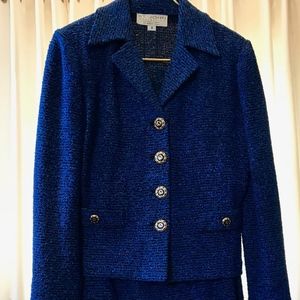 Vintage St John 2pc women's suit royal blue/black